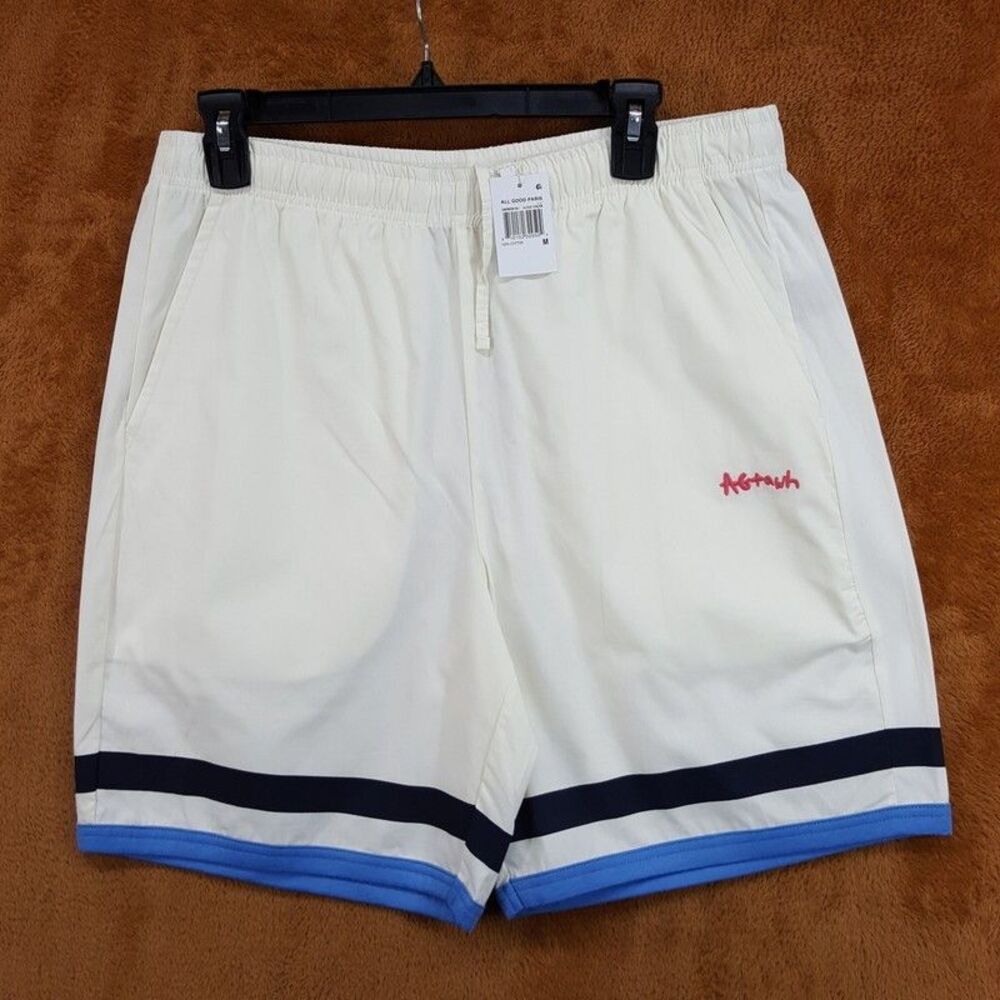 AGTAWH All Good Things Shorts Mens Medium Off White Stripe Drawstring Cotton